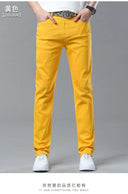 Four Season New Men's Yellow Jeans Fashion Business Casual