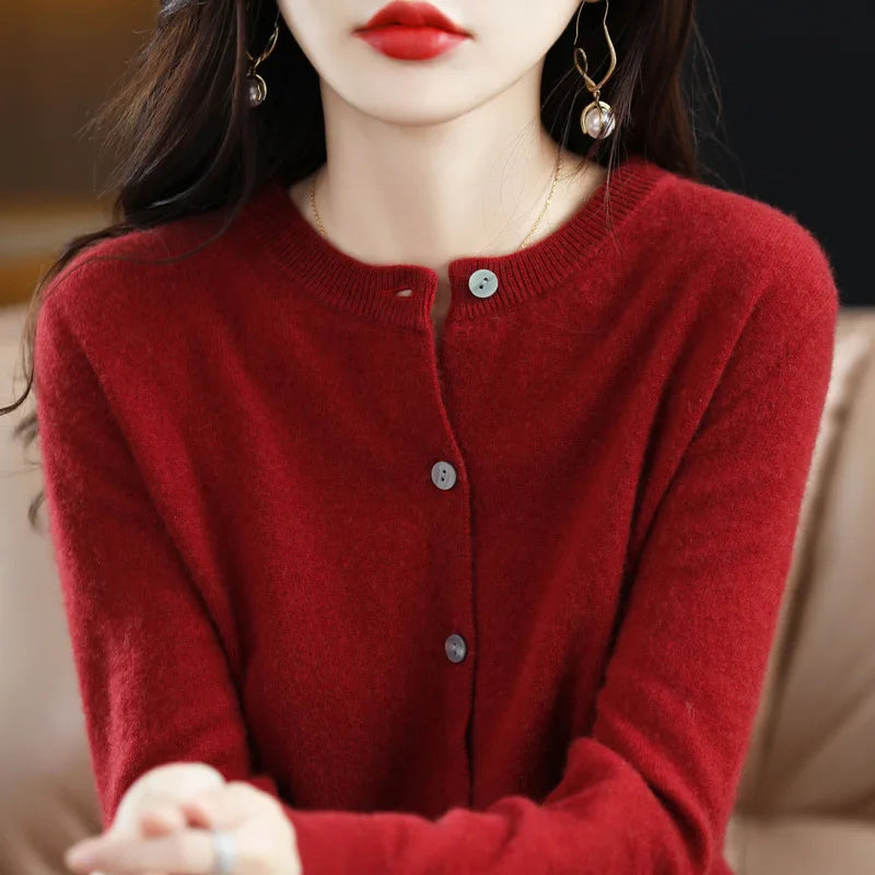 Crew Neck Knit Cardigan
