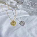 Heart Shaped Four Leaf Clover Pendant Necklace Jewelry