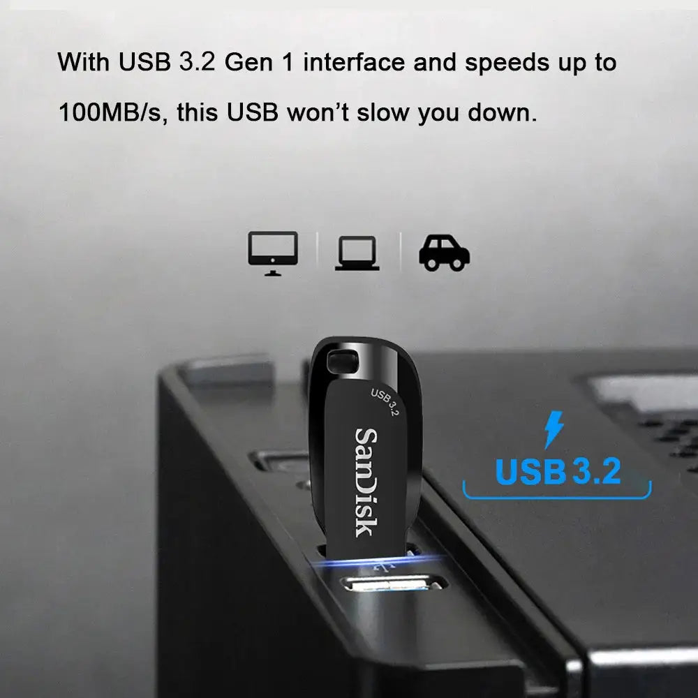 SanDisk USB Flash Drive USB 3.2 Mini Pendrive CZ410 256GB 128GB 64GB 32GB Pen Drive Read Speed up to 100 M/s Memory Stick U Disk