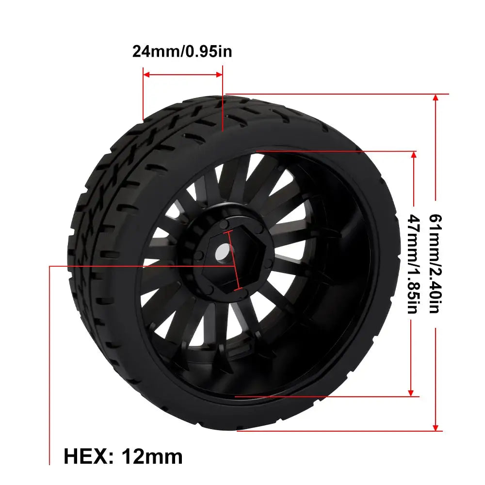 ZD Racing 2PCS RC Car Tires Rubber Tires Hex 12mm For Remote Control Racing Drift Car and 1/12 ZD Racing RX12 Original Tires
