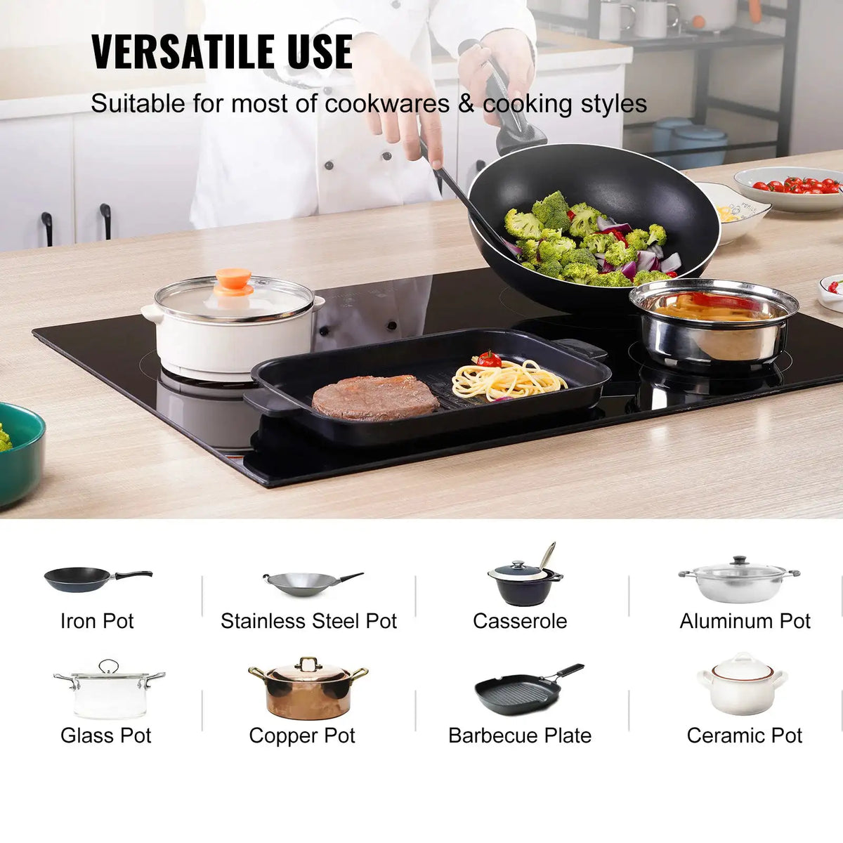 SucceBuy Burners Built-in Induction Stove Top Ceramic Glass — product view 4
