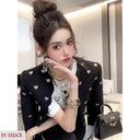 Heart Rhinestone Short Blazer: Celebrity Chic Glamour Look