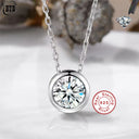 Round Cross Moissanite Pendant Necklace in Sterling Silver