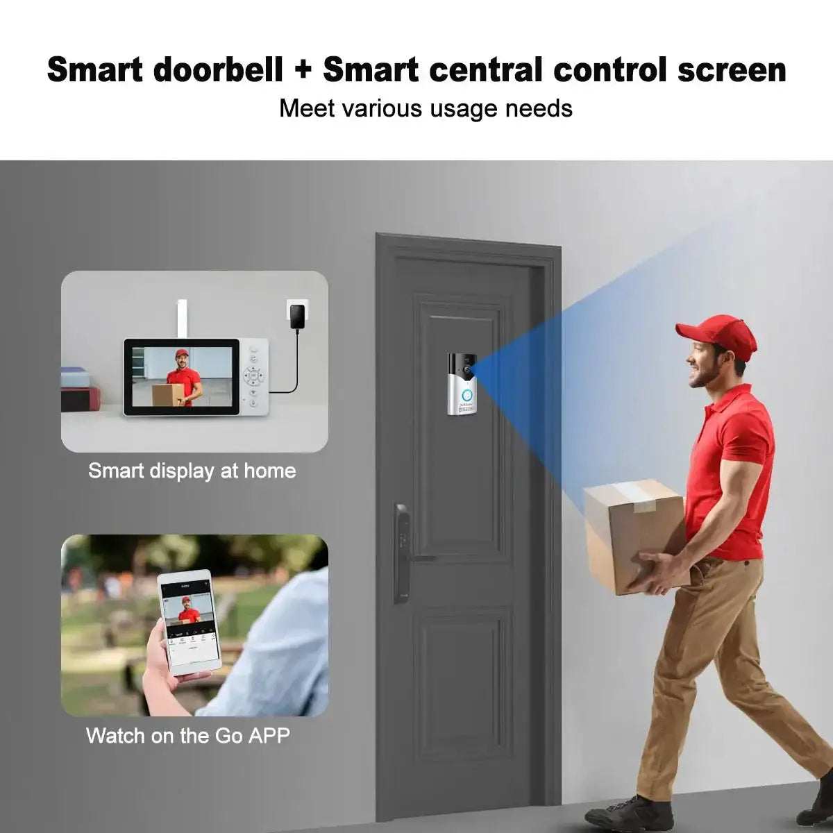 Srihome 4MP HD 5Inch Display Doorbell System Remote Phone Monitoring 5000mAh Video Intercom Night Vision Smart Wireless Doorbell
