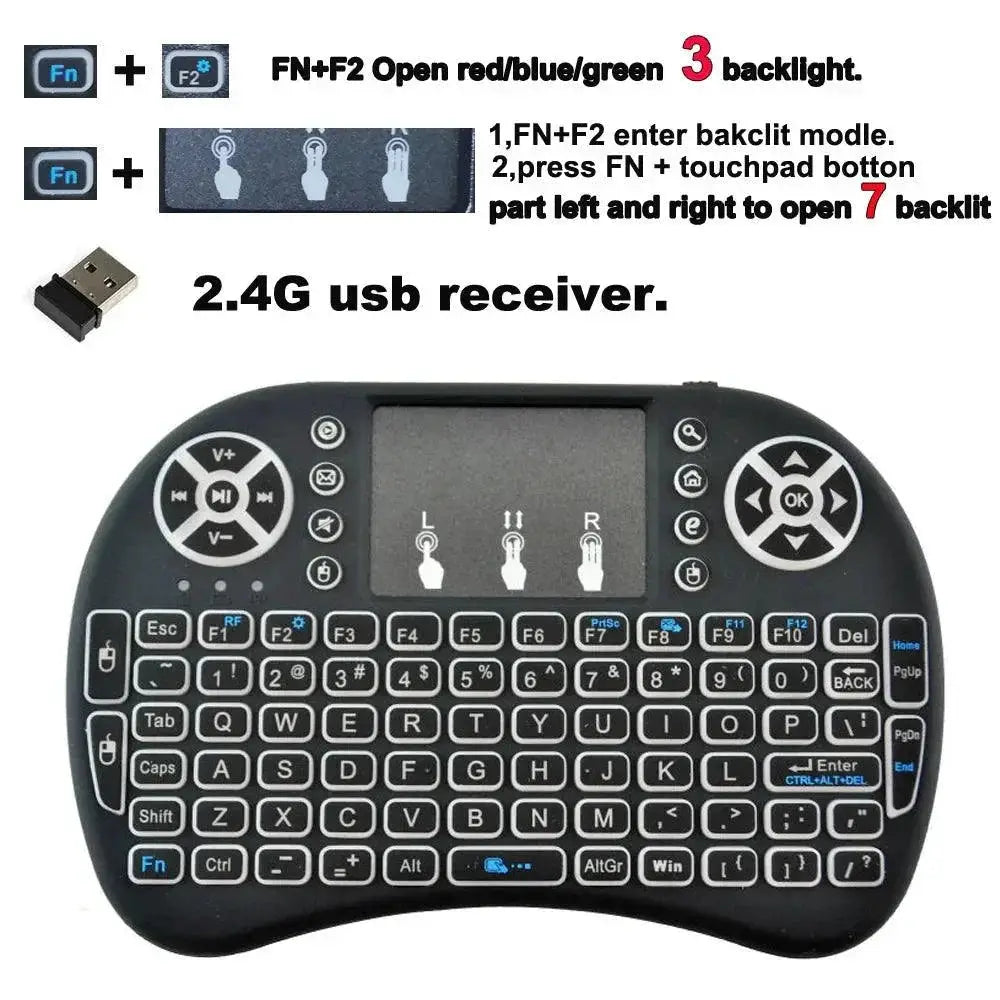 7-In-1 Wireless Backlit Air Mouse Remote Keyboard Device