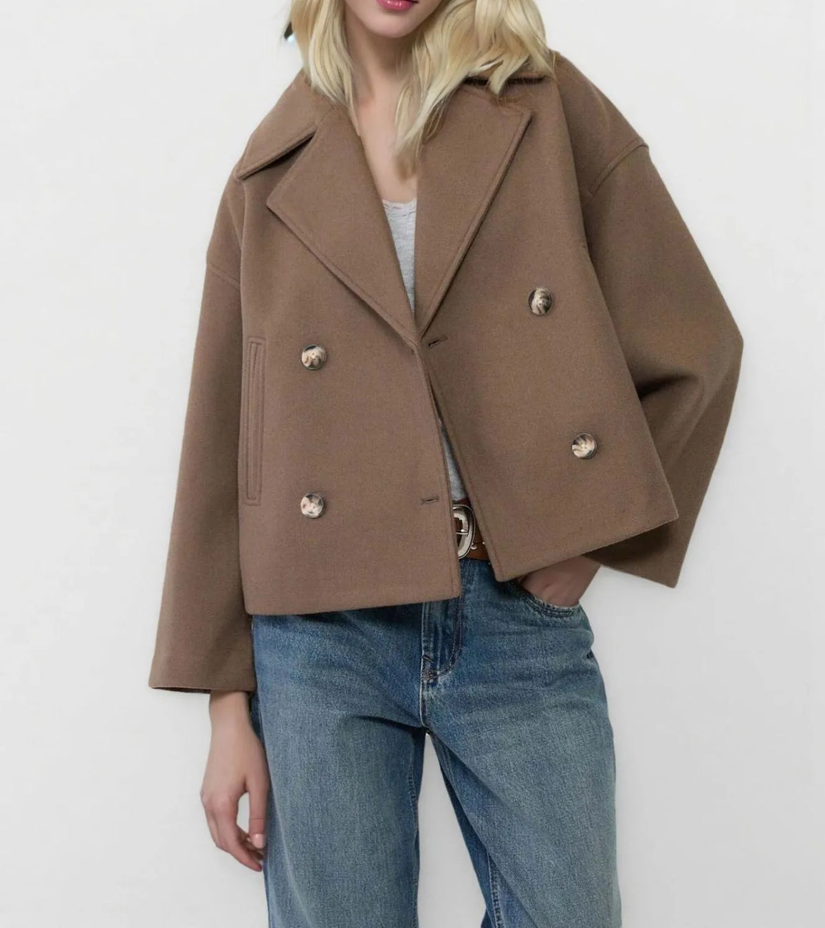Notched Lapel Winter Button Jacket