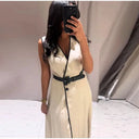 Flattering Patchwork Midi Dress for Women