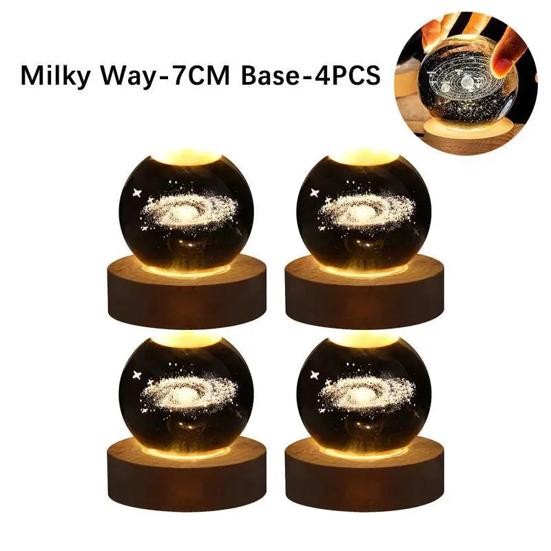 3D Moon Lamp USB Galaxy Crystal Ball Night Light Decor