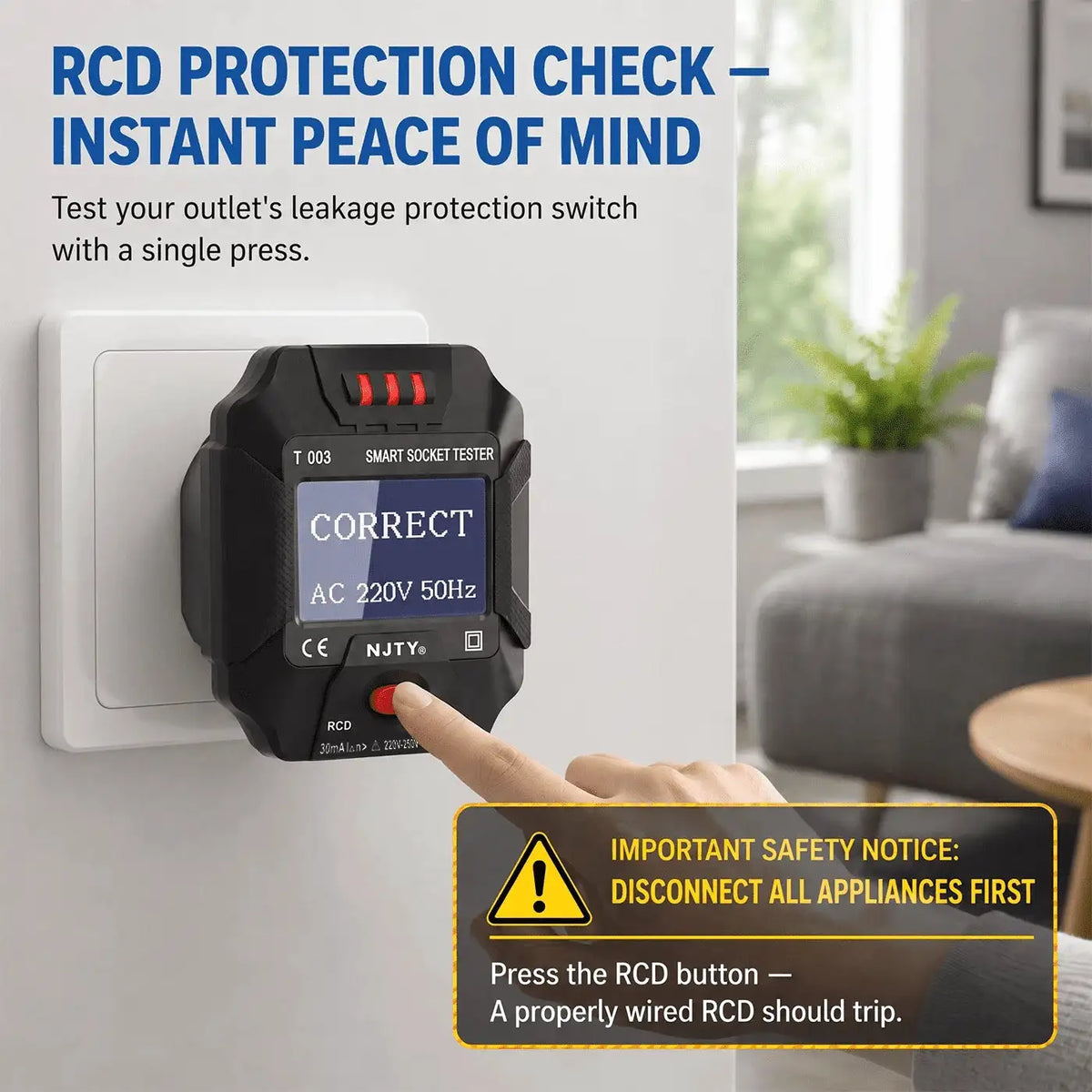 Outlets Testor LCD Digital Socket Tester UK Plug Voltage Wiring Fault Detector RCD Test Ground Neutral Polarity Check 90-250V