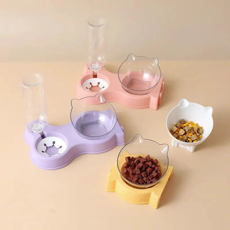 Automatic Pet Feeder And Drinking Fountain Set For Pets