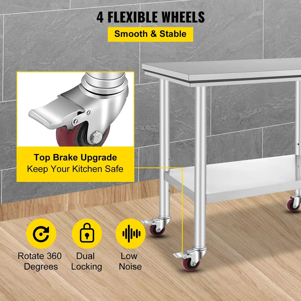 SucceBuy Stainless Steel Kitchen Worktable Shelves Commercial — product view 2
