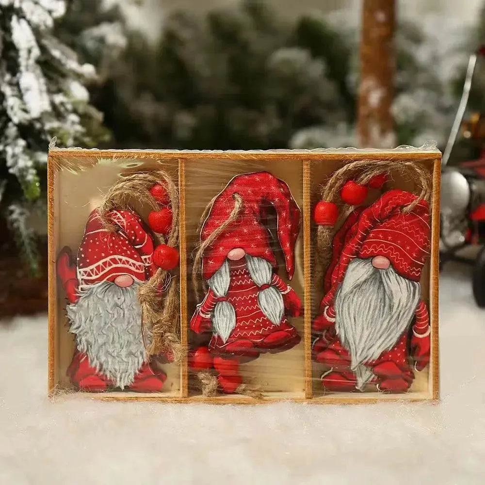 Charming Wooden Christmas Gnome Ornaments for Tree Decor