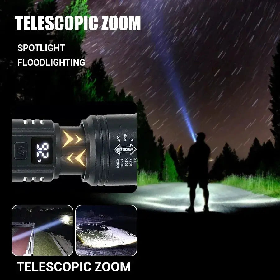 2000LM LED Tactical Flashlight High Power Outdoor Torch