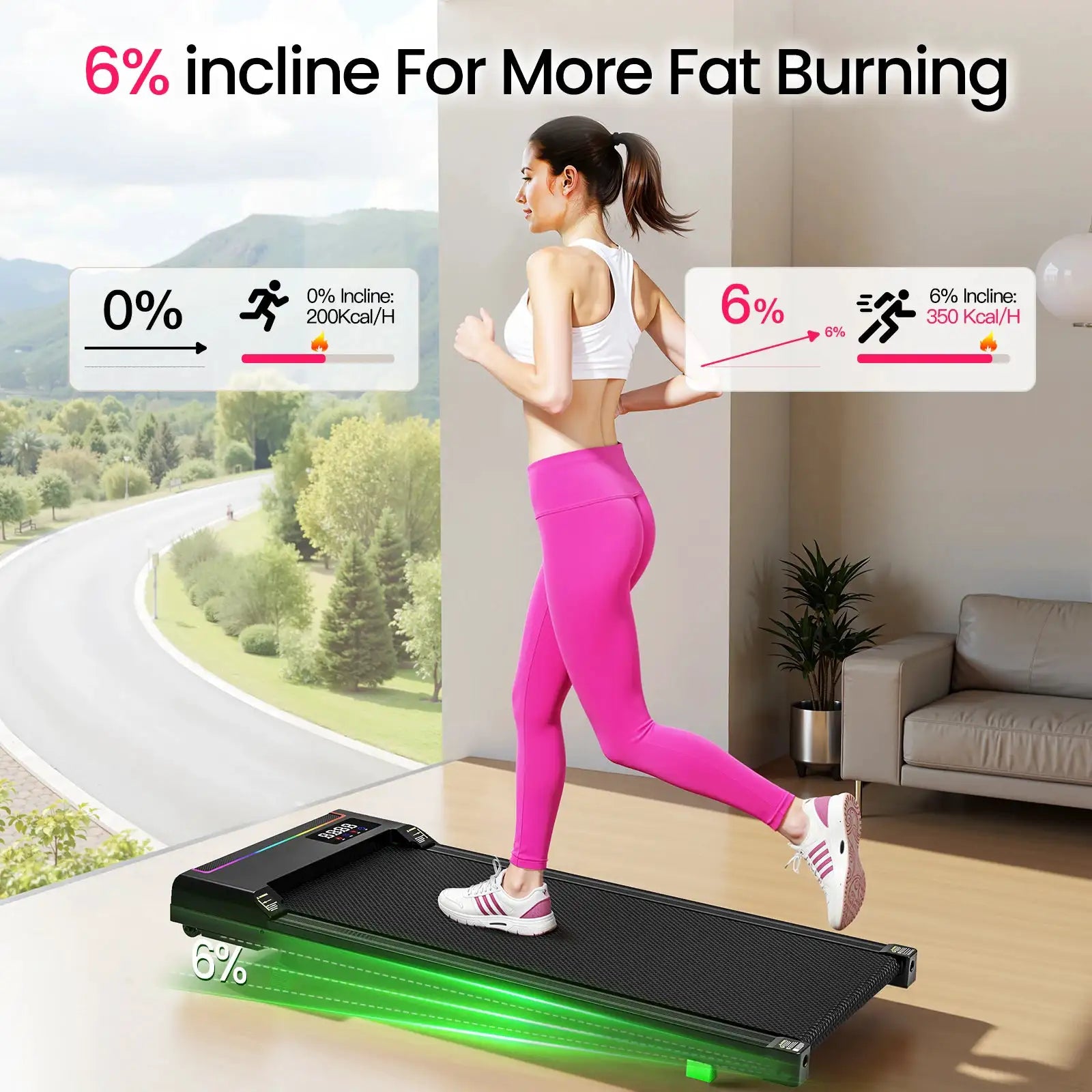 Akluer Walking Pad Treadmill with Incline, 2.5HP Brushless Motor Under Desk Treadmill, 330LBS Capacity Foldable Portable Running Machine, Quiet Walking Pad with Remote Control & LED Display for Home Office Fitness