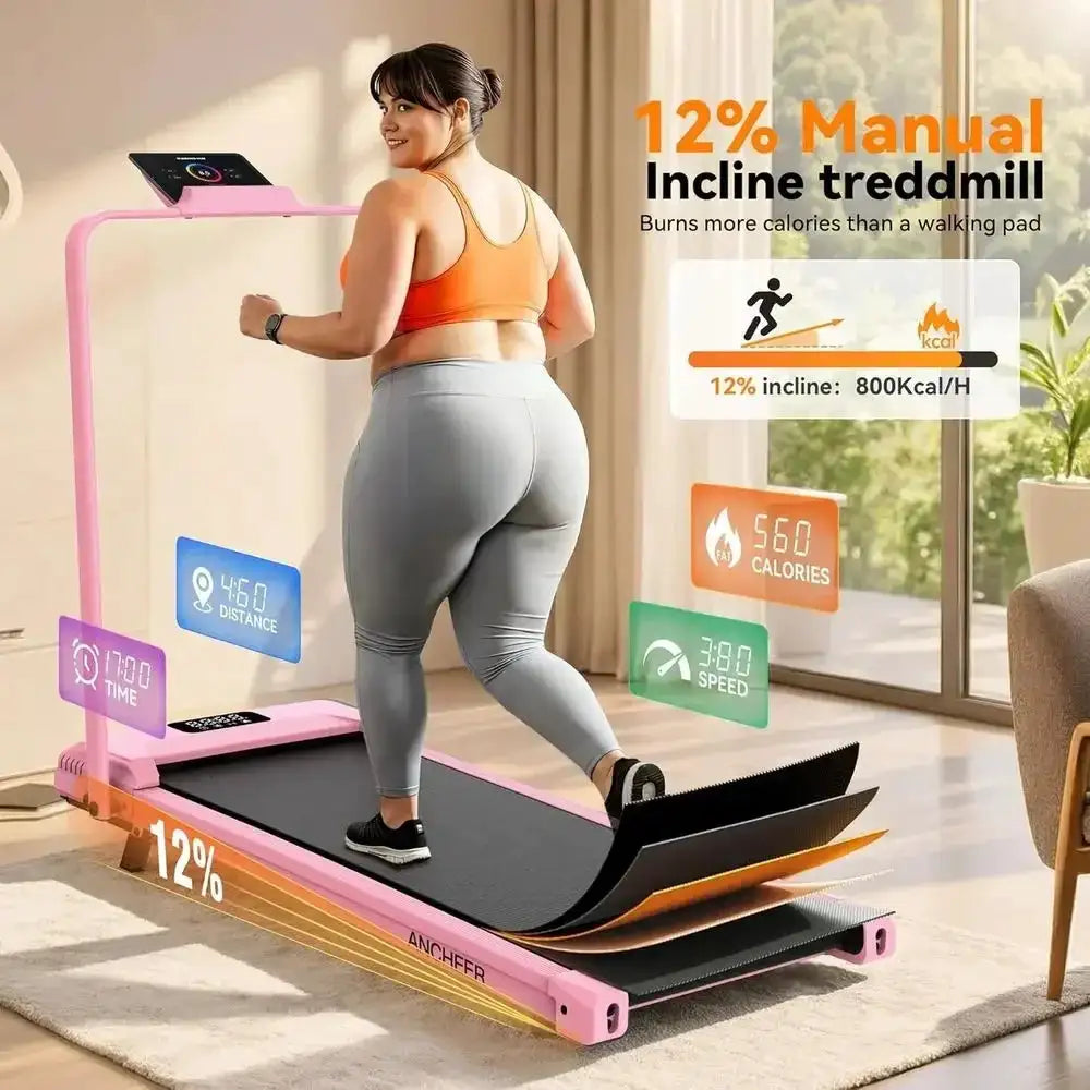 High-Capacity 3.5HP Treadmill with 12-15% Incline, Folding Walking Pad, 320-450lb Capacity for Home and Office