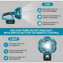 Cordless Jobsite Fan With LED Light For Makita Bosch Milwaukee