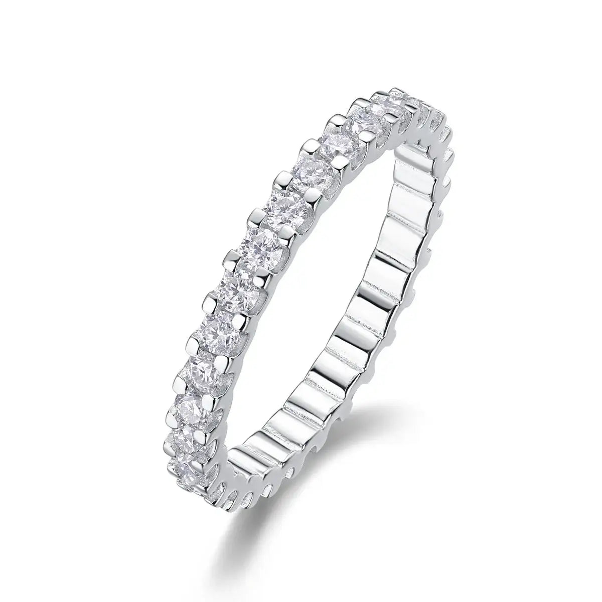 Moissanite Ring in Sterling Silver Certificate Channel Setting — product view 6