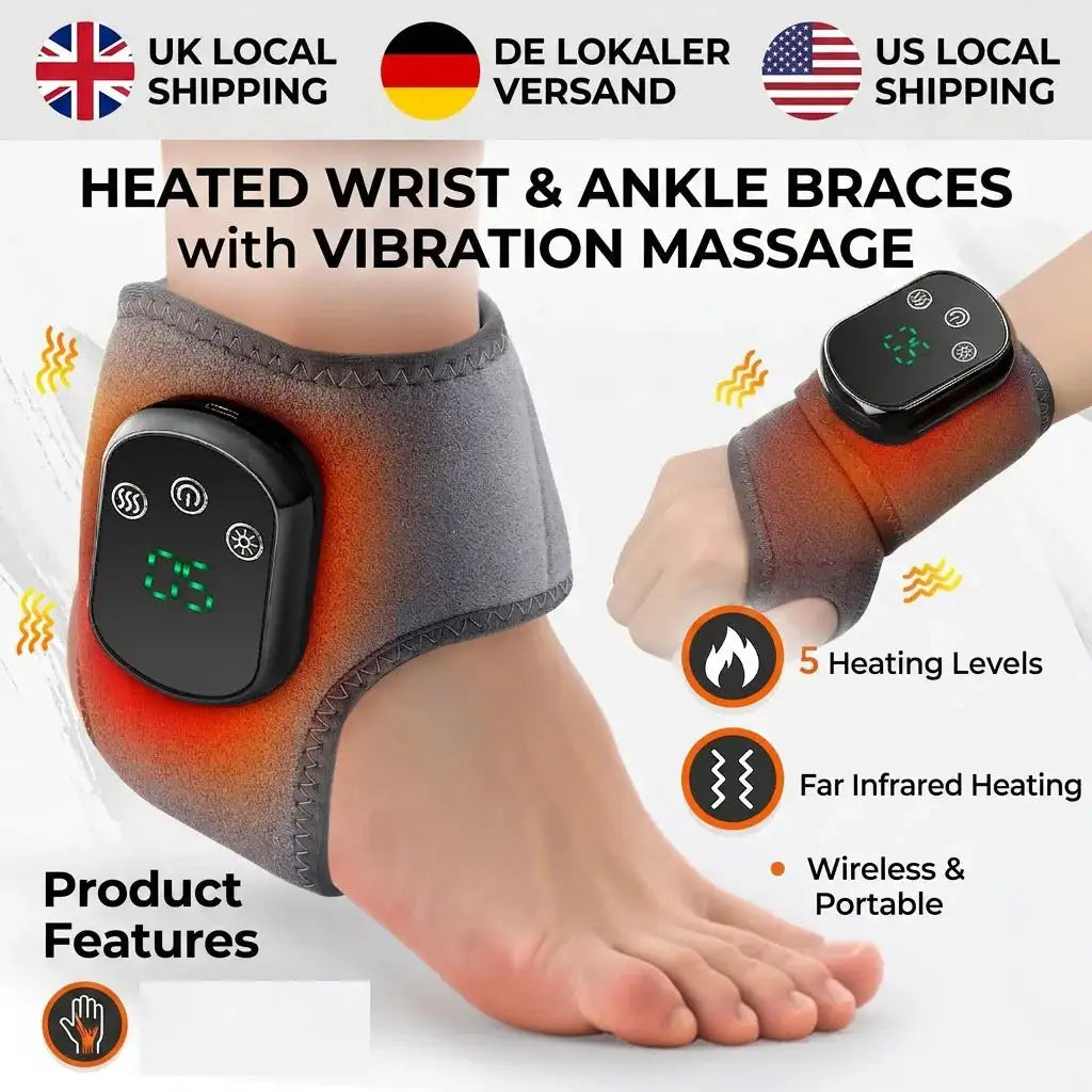 Electric Heating Foot Ankle Massager with Vibration Ankle Wrap Support Hot Compress for Joint Protection Foot Protector