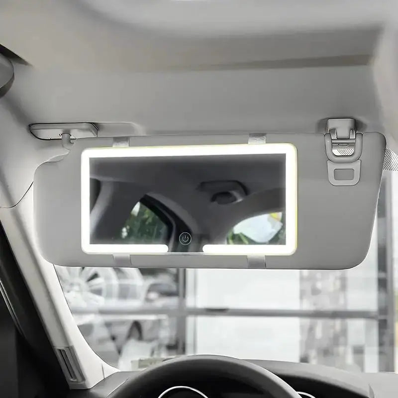 Car Interior Mirrors Sun Visor Plate LED HD Makeup Mirror for Girls Women Rechargeable Fill Light Universal Thin Vanity Mirror