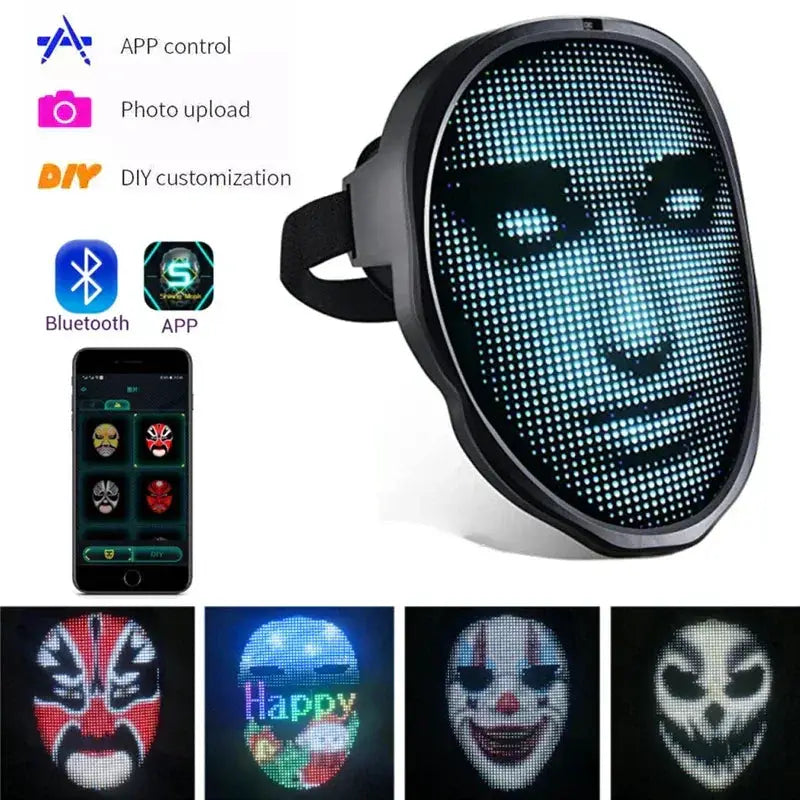 Bluetooth App Controlled Smart LED Face Mask For Halloween