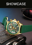 Chronograph Watch for Men Waterproof Yellow Silicone Strap Luminous Hands