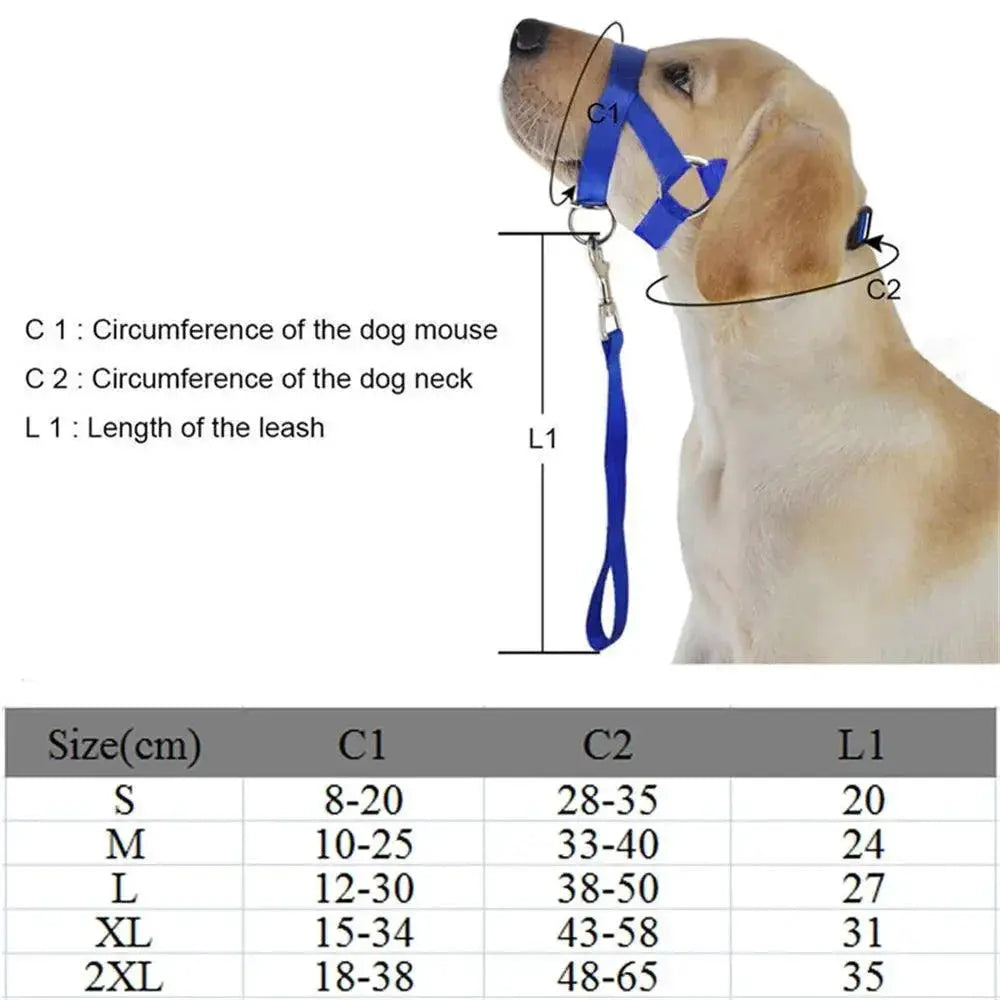 Nylon Dog Muzzle With Training Head Collar Prevent Pulling