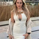 Off-White Cut Out Bodycon Mini Dress Summer Party Fashion Chic
