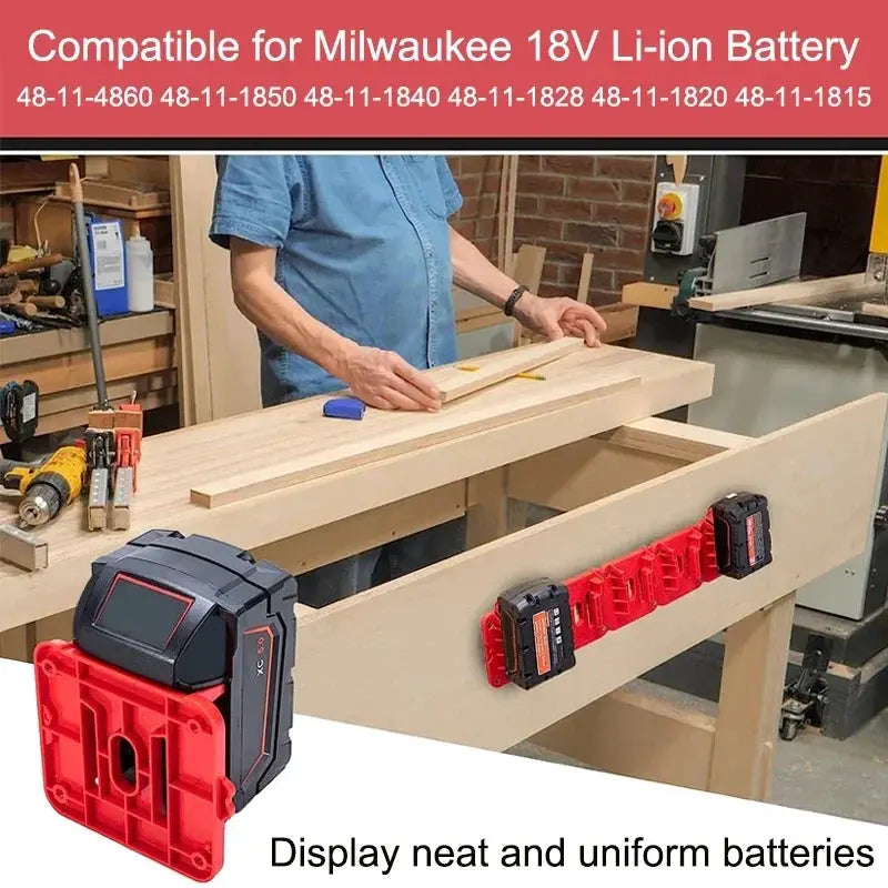 18V Liion Battery Holder for Makita and Milwaukee Tools