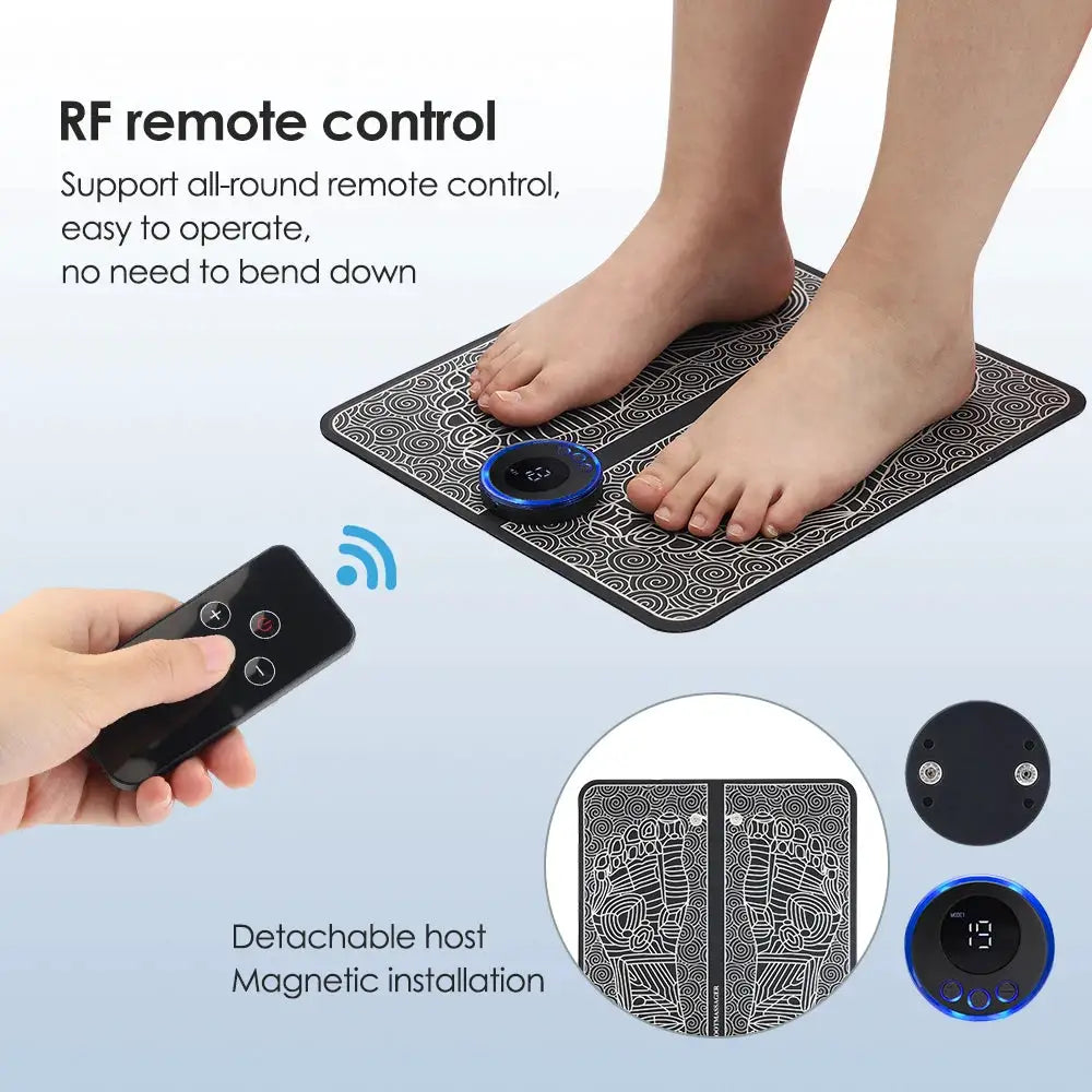 Smart EMS Massage Pad with RF Remote Improve Blood Circulation Leg Shaping Microcurrent Pulse Foot Massager Mat Acupoint