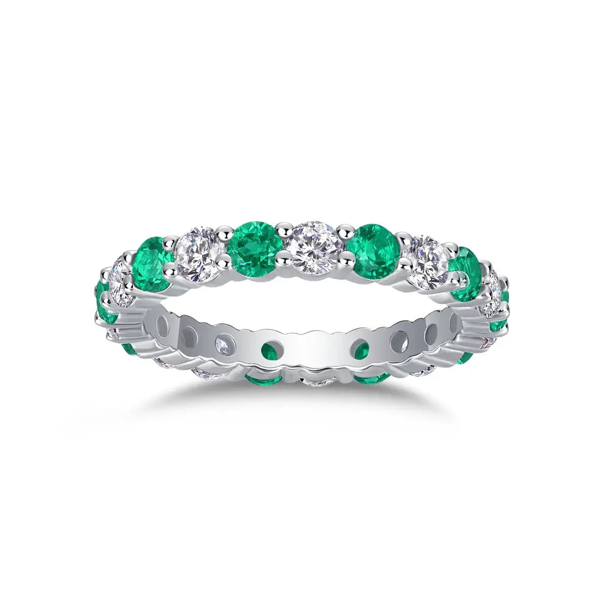 Emerald Moissanite Ring in Sterling Silver Certificate — product view 6