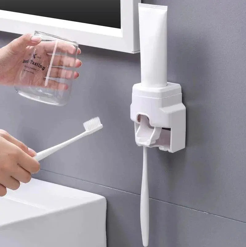 Lazy Toothpaste Dispenser And Toothbrush Holder Combo