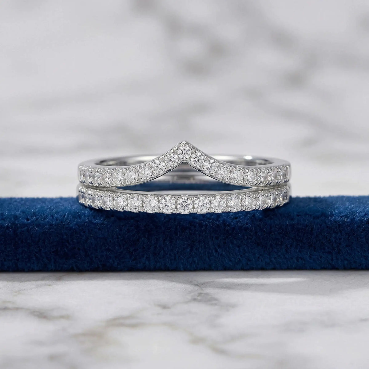 V Shape Moissanite Ring Sterling Silver — product image 2