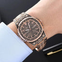 Vintage Floral Carved Men's Quartz Watch Sophisticated Timepiece
