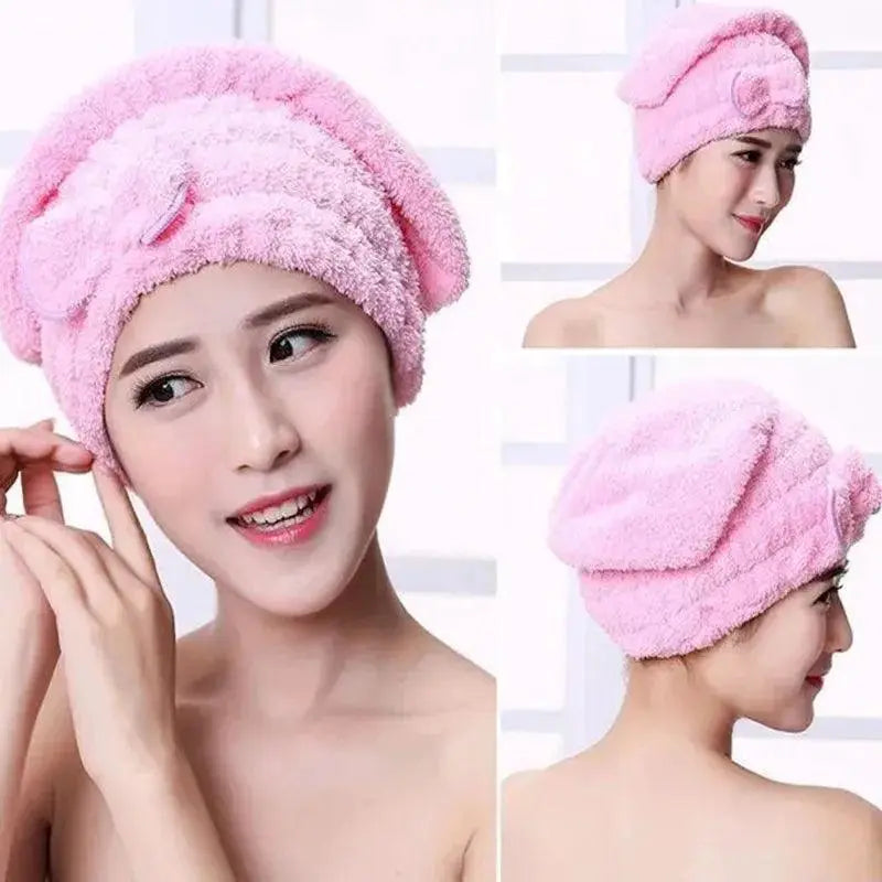 Microfibre Hair Drying Cap Coral Fleece Towel Hat Essential
