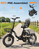 Sturdy 3 Wheel Electric Trike For Adults