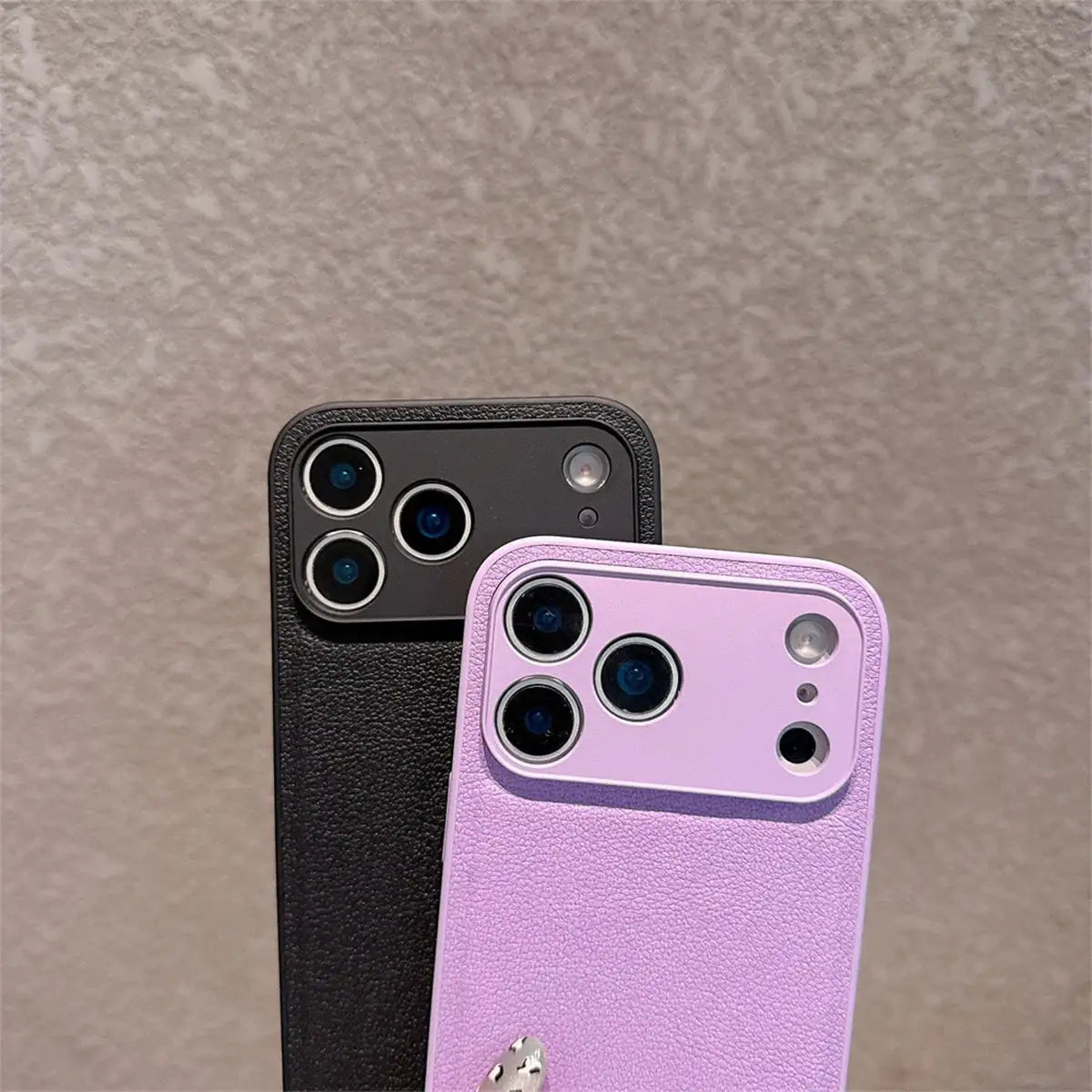 Lychee Texture Faux Leather Phone Case, Minimalist Solid Color Soft Touch Shockproof Cover With Raised Camera Protection, Anti-Fingerprint, Compatible With iPhone 18/17 Pro Max/16 Pro/15 Plus/14/13/12/Air