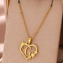 Golden Floral Heart Choker Necklace - Alphabet Jewelry
