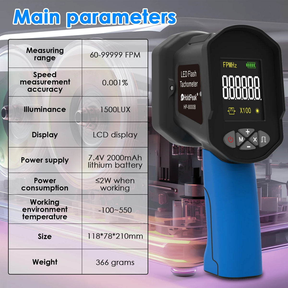 Digital Tachometer, No-Contact Stroboscope Tachometer , RPM — product view 3