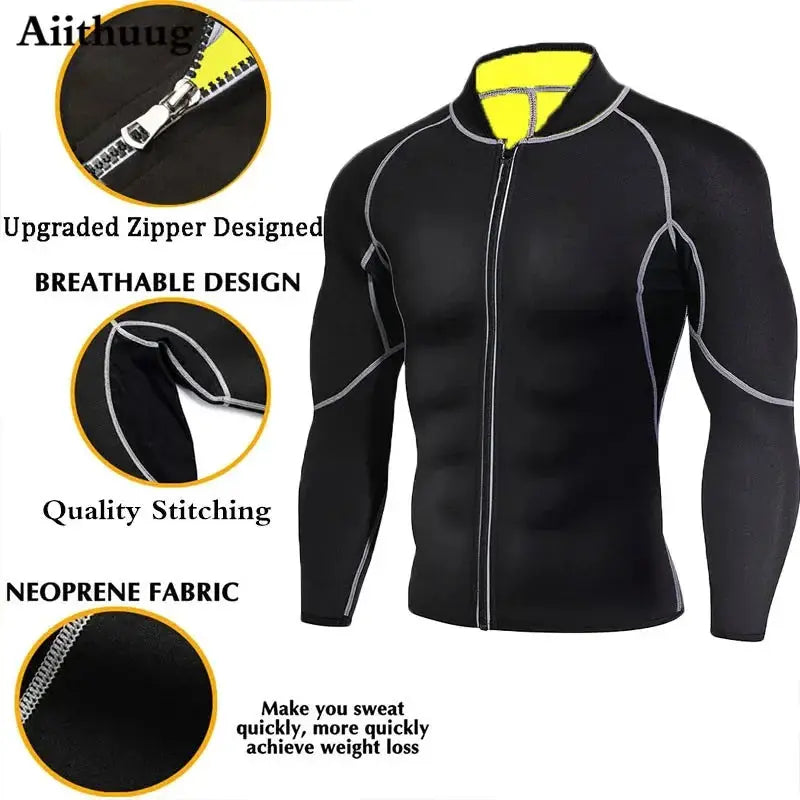 Mens Neoprene Sauna Suit For Weight Loss Thermal Shirt
