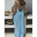 Women Strapless Backless Maxi Dress Sleepwear Loungewear Casual Loose Fit Summer