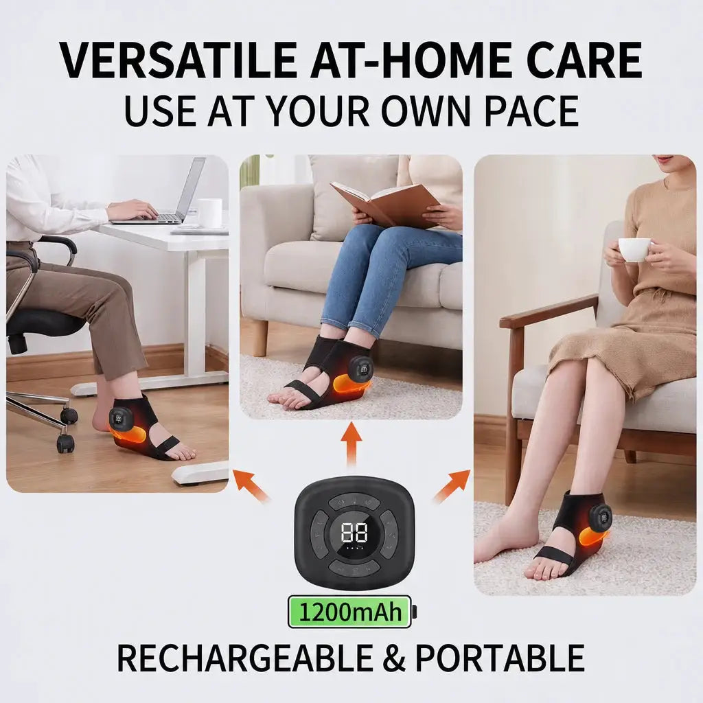 Ankle Foot Air Massager 3 Modes 5 Levels Wrap Cordless 1200mAh Vibrating Warming Sleeve Support Rechargeable Compress Joint Cuff