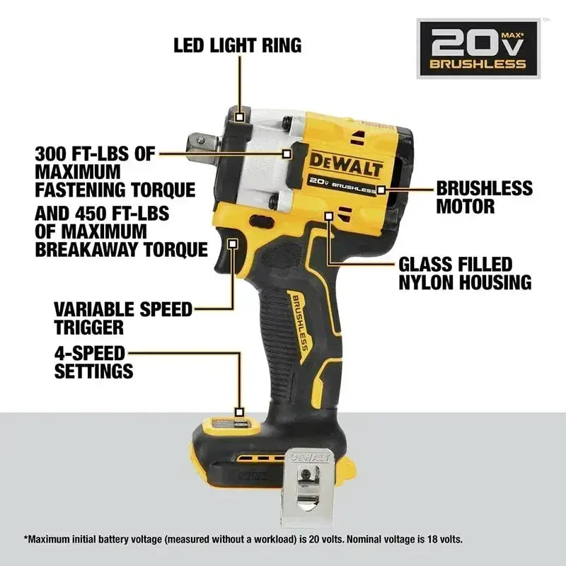DeWalt DCF922 20V Max Cordless Impact Wrench High Torque