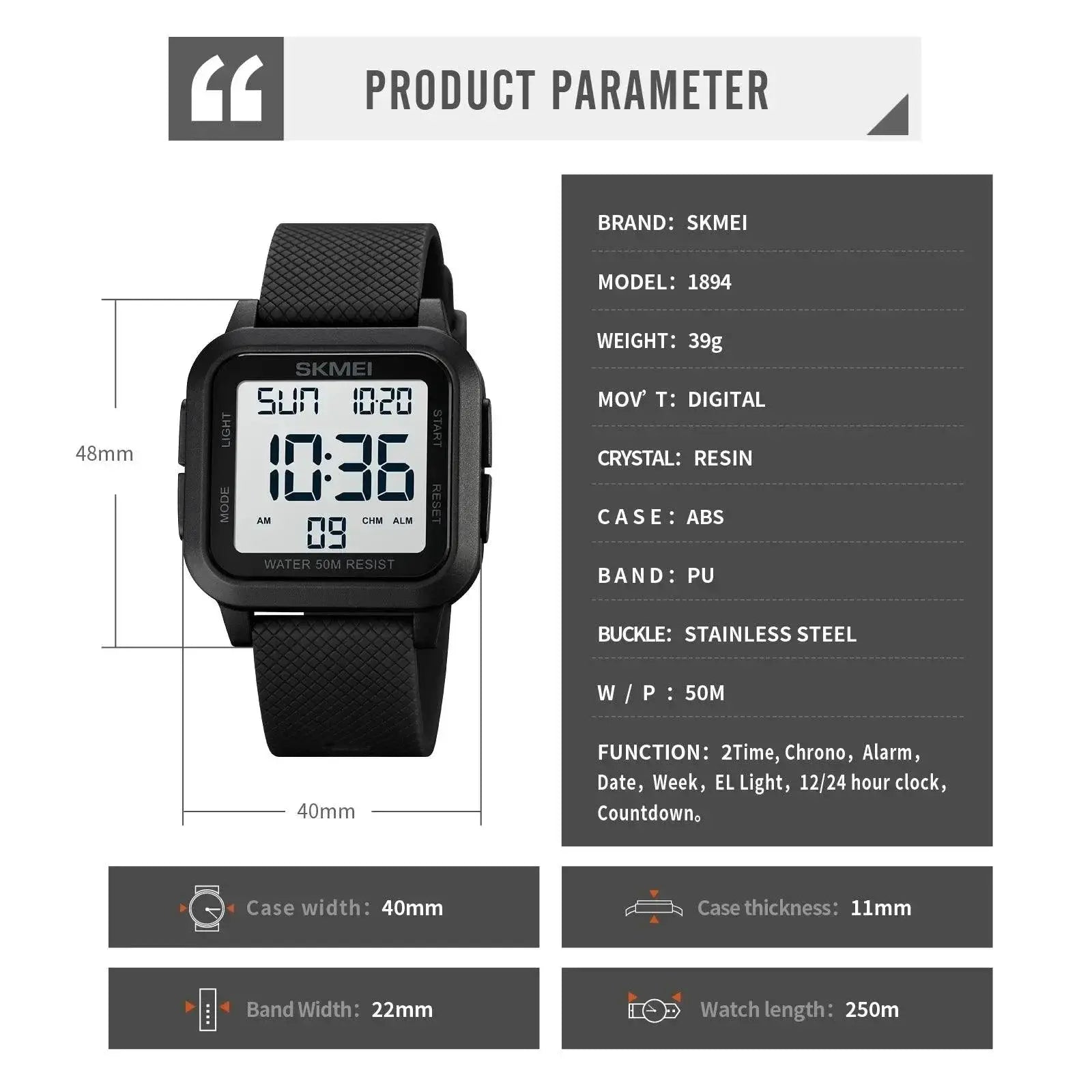 Skmei Men Digital Chrono Watch Adventure Essential Gear