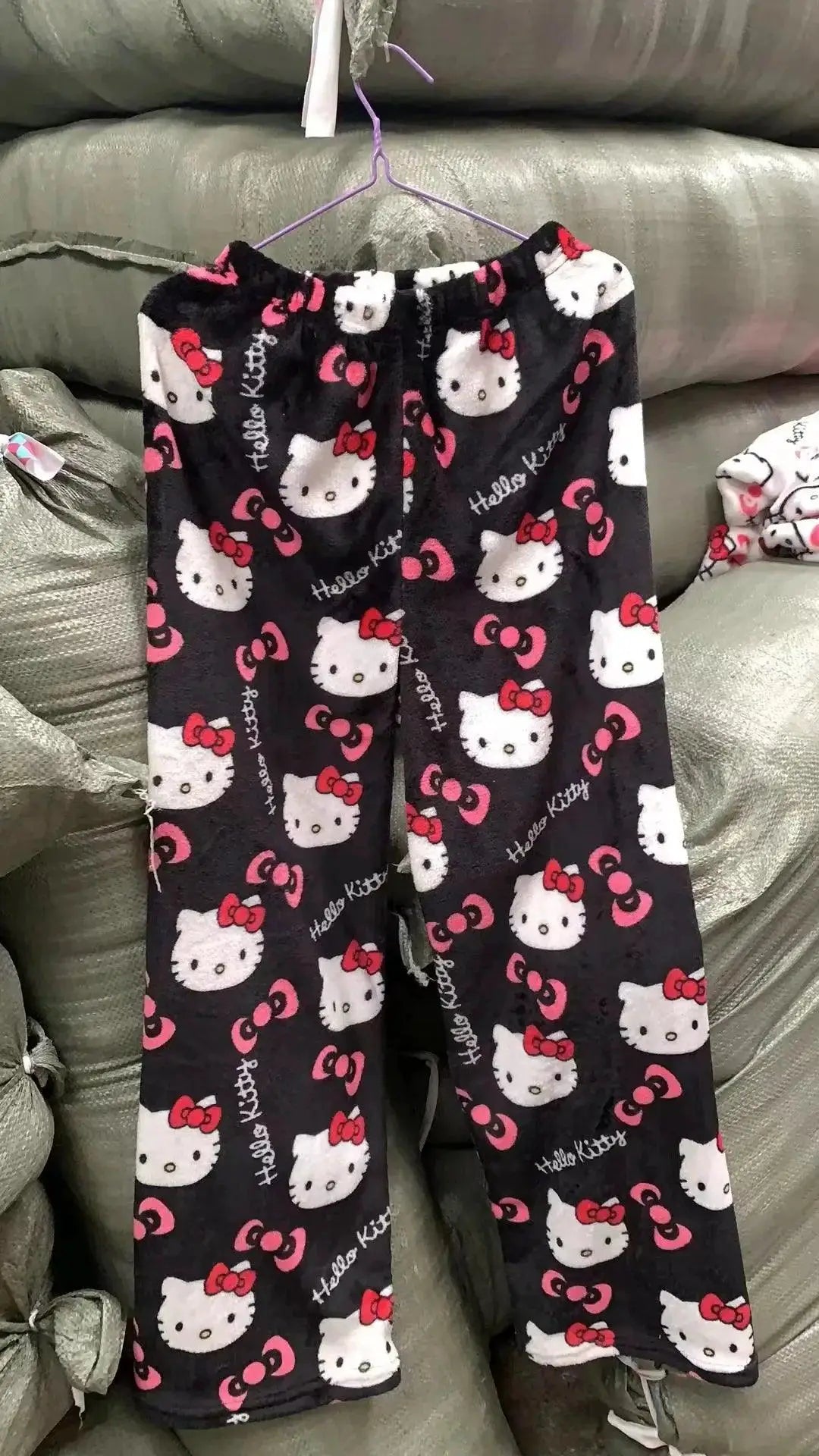 Hello Kitty Flannel Pajama Pants Cozy Anime Home Fashion