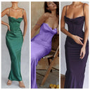 Elegant Pink Satin Maxi Bodycon Dress for Chic Events