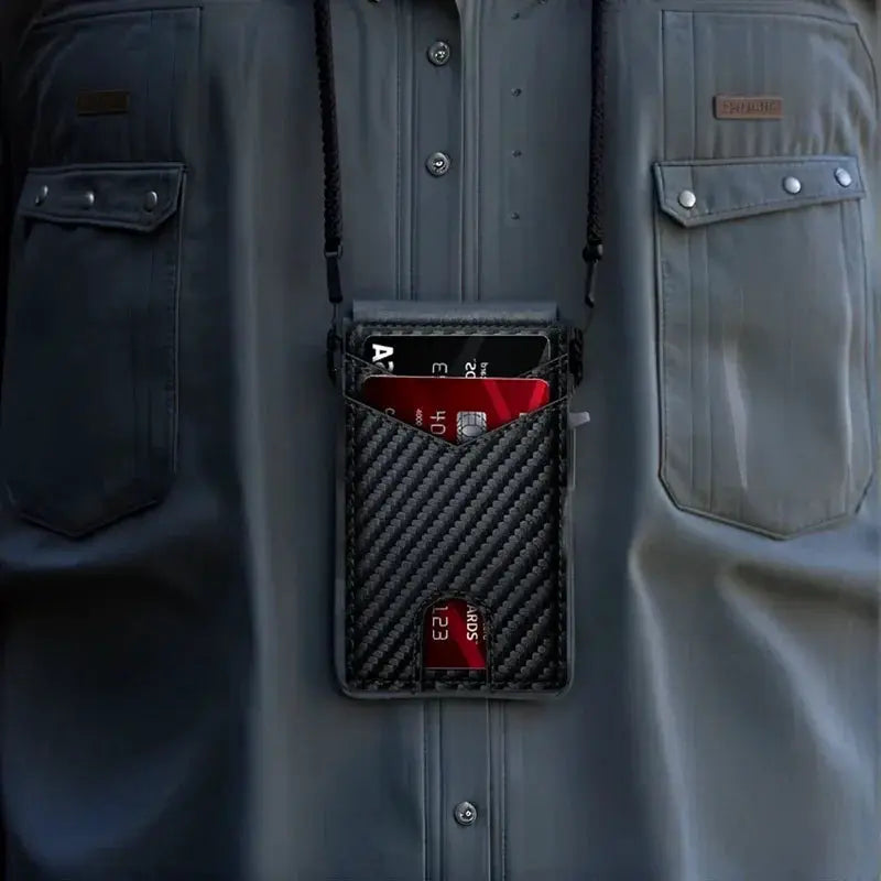 RFID Carbon Fiber Pattern ID Folder Slim Wallet For Men