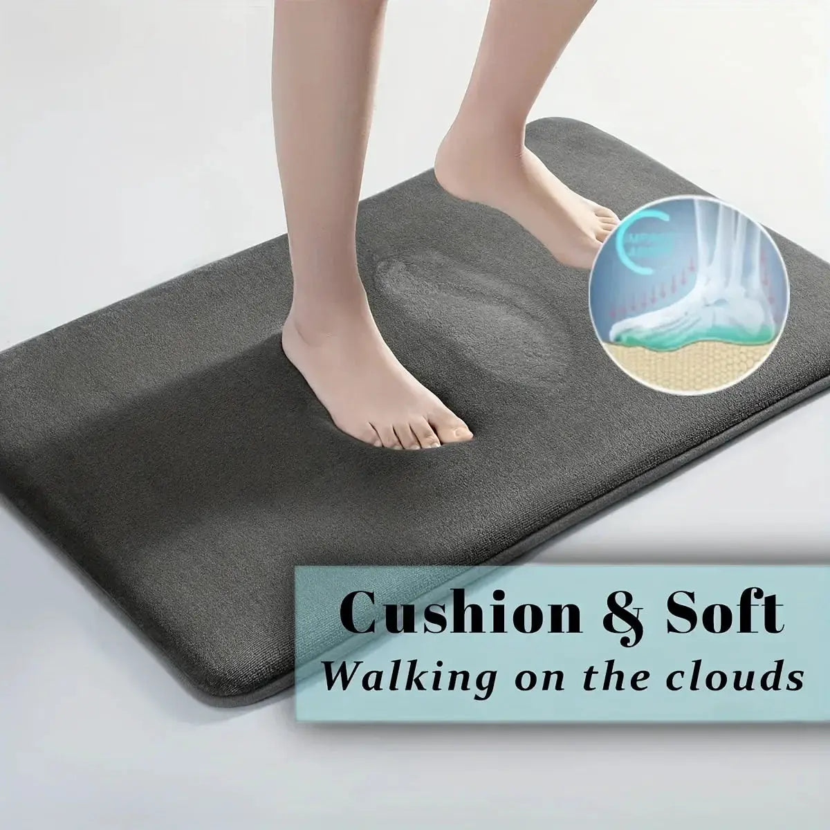 Thickened Solid Color Bathroom Flannel Non Slip Foot Mat