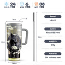 Meoky 40oz Tumbler Handle Straw Stainless Steel Cup Gift