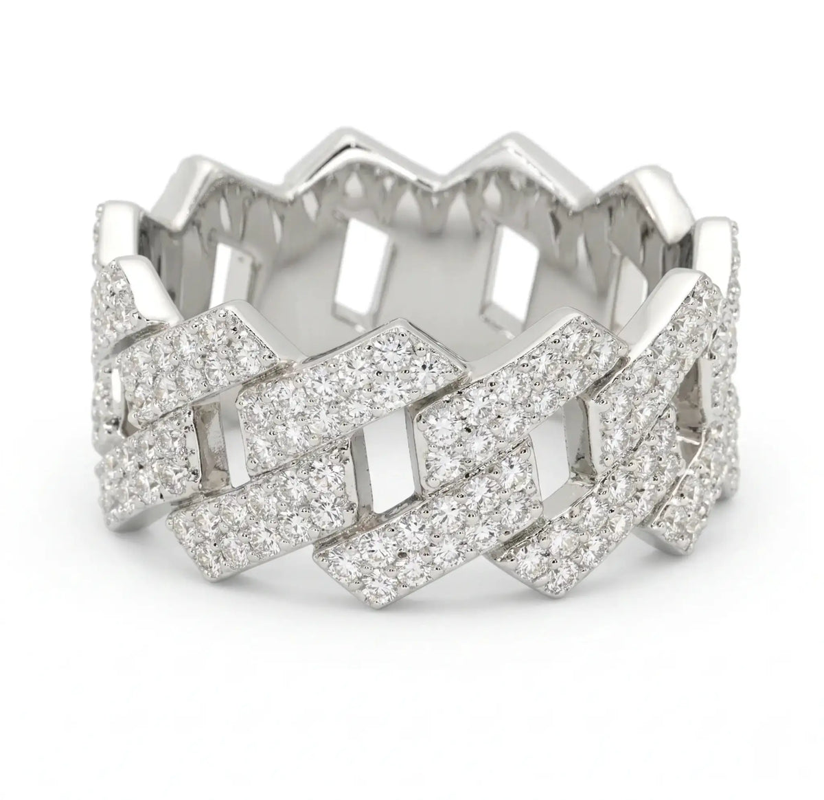 Ice Pave Cuban Chain CZ Ring, Men's Street Hip Hop — product view 6
